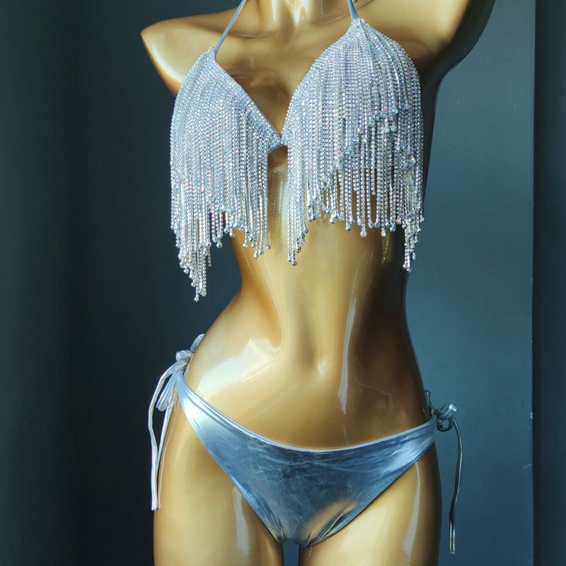 Diamond Crystal Drip Bikini (Silver)