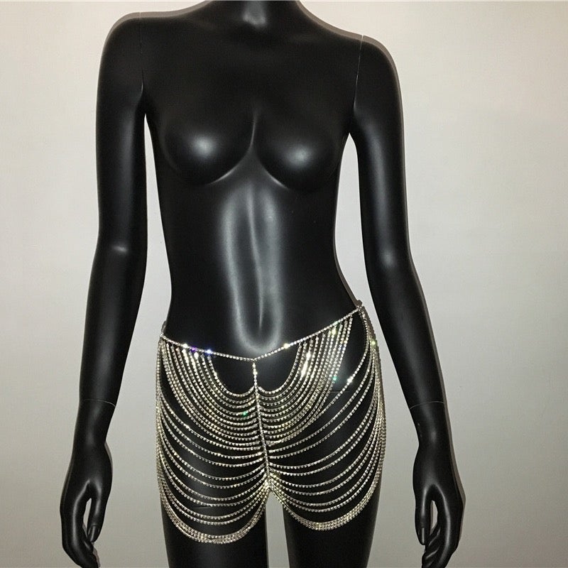 Draped Diamond Shorts Silver