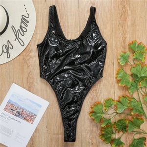 Black Patent One Piece Bodysuit