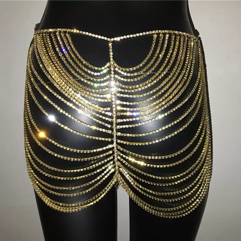 Draped Diamond Shorts Gold